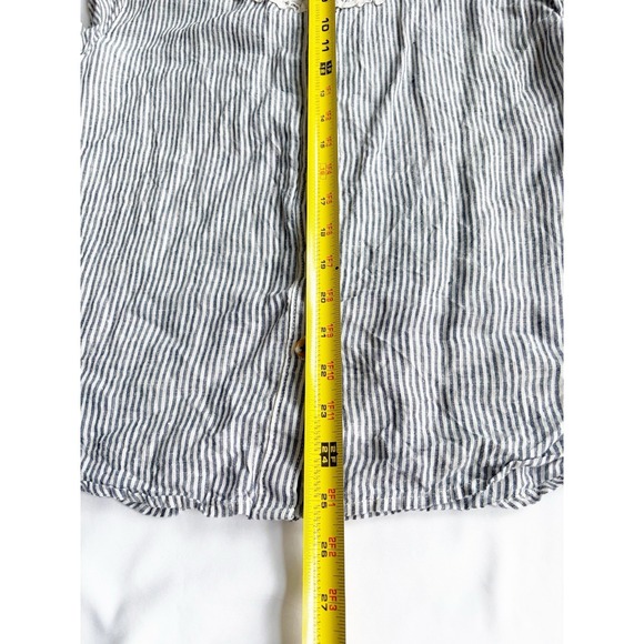 Maeve by Anthropologie Top Womens Med Blue Stripe Button 100% Linen Sleeveless - Picture 5 of 8